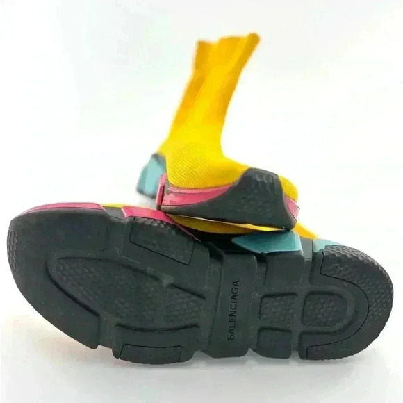 Balenciaga Speed High-Top Yellow  Sneakers in size 36EU /6 US women's- pre-loved - Picture 10 of 17